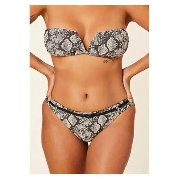 Andie Swim The Riviera
Bikini Bottom Print Mid Rise Skinny Belt Neutral S #1449 - Picture 1 of 11